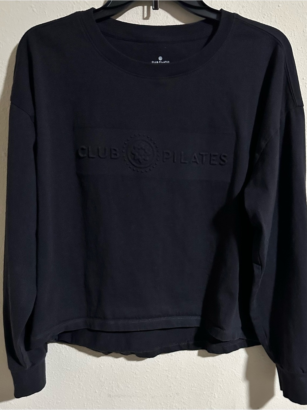 Club Pilates Women's Black Embossed Logo Long Sleeve Shirt